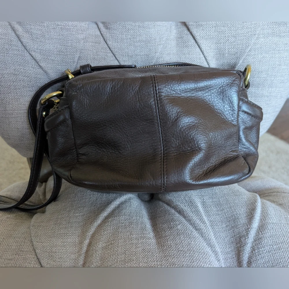 COACH Campbell Leather Camera Bag Crossbody Brown F25150